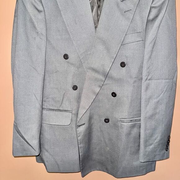 JT Beckett Men's Gray Double Breasted Blazer Sport Coat Jacket Size 41R - Picture 6 of 9